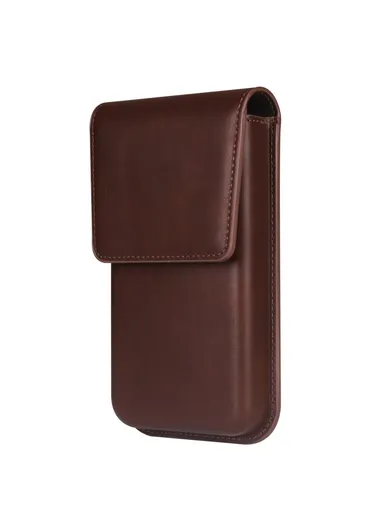 Vertical Phone Holster Belt Clip Case for Universal 6.1-6.3 Inch Waist Phone Pouch Large Flap Design - Coffee