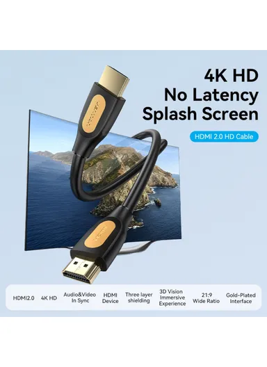 1m HDMI-A Male to Male PVC Cable 4K HD Video HDMI Cord  ALIBF - Black