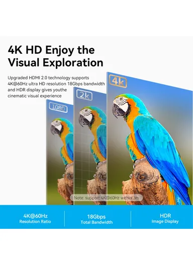 1m HDMI-A Male to Male PVC Cable 4K HD Video HDMI Cord  ALIBF - Black