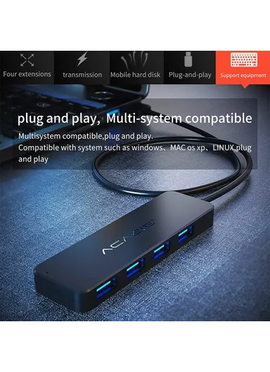 0.2m Cable 480Mbps Data Transmission 4 Ports USB2.0 Hub Splitter for Computer Laptop AB2-L42 