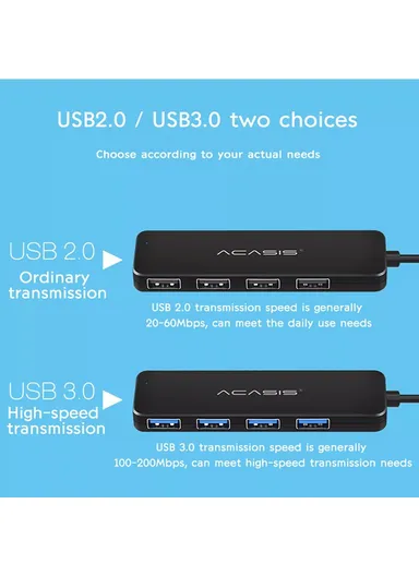 0.2m Cable 480Mbps Data Transmission 4 Ports USB2.0 Hub Splitter for Computer Laptop AB2-L42 