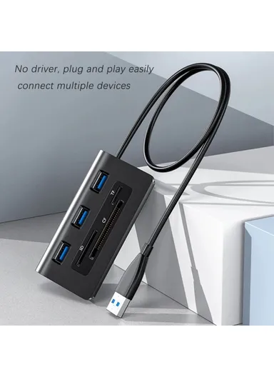 6-in-1 3xUSB3.0 + TF / SD / CF Card Slots USB Hub Splitter HS0023