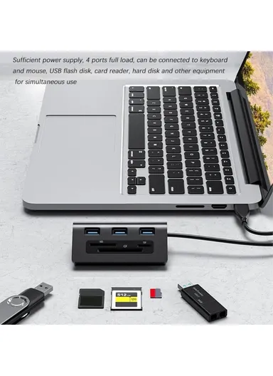6-in-1 3xUSB3.0 + TF / SD / CF Card Slots USB Hub Splitter HS0023