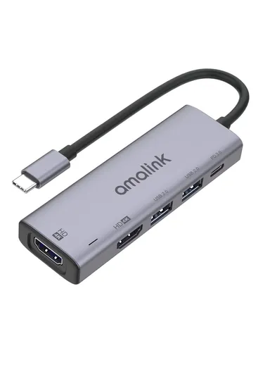 5 in 1 Type C Hub 76W Power Delivery 2x HDMI+USB 2.0 PD 3.0 Adapter for Mobile Phone Laptop AL-95126D 