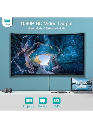 7-in-1 USB A Docking Station Multi-Port USB 3.0 Hub Supports HD/SD/TF Compatible with Chromebook Thunderbolt 3 UH07-A 