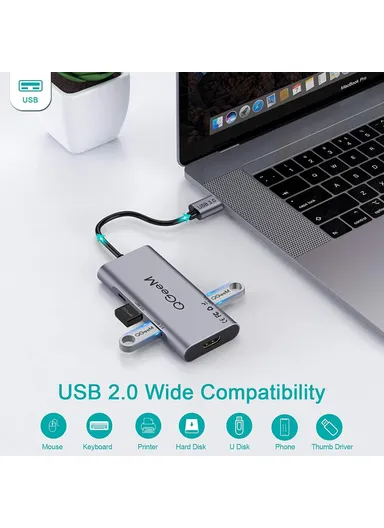 7-in-1 USB A Docking Station Multi-Port USB 3.0 Hub Supports HD/SD/TF Compatible with Chromebook Thunderbolt 3 UH07-A 