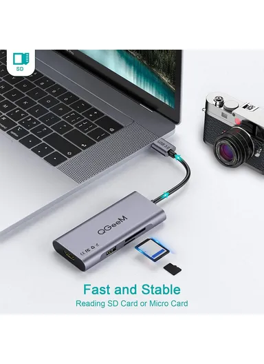 7-in-1 USB A Docking Station Multi-Port USB 3.0 Hub Supports HD/SD/TF Compatible with Chromebook Thunderbolt 3 UH07-A 