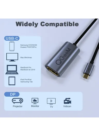 USB-C to DP Female 4K/60Hz Thunderbolt3 to Displayport Cable Adapter UA06