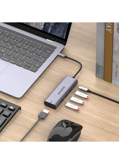 5 in 1 86W Power Delivery Type C Hub 4K HDMI 2x USB 2.0 3.0 PD 3.0 Adapter for Mac OS X Microsoft Windows AL-95123D