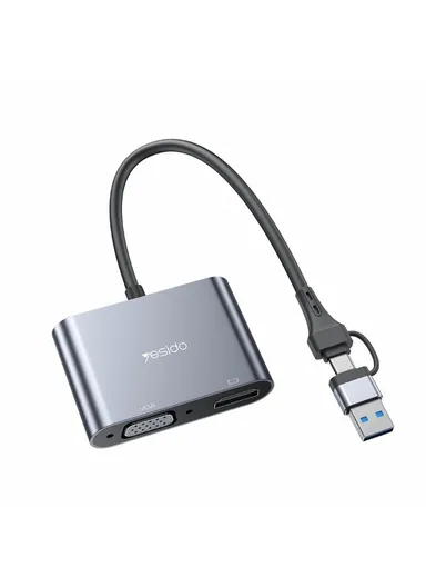 USB / Type-C to VGA + HD Adapter HDTV Dual Monitors Mirroring Adapter HM15