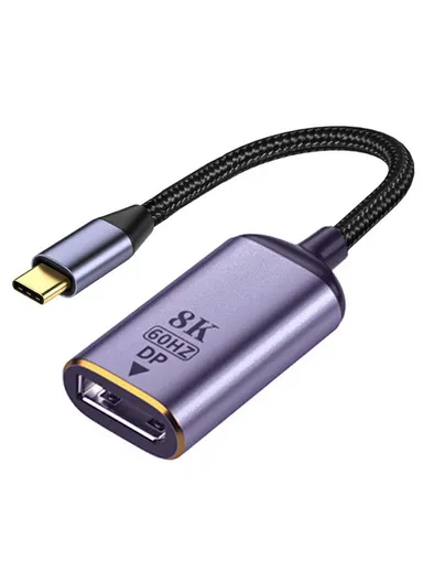 USB-C to DP Cord Type-C to Displayport DP Female Cable Adapter Support 8K/60Hz UHD 4K Monitor Displays Nylon Braided Cable Converter UC-006-D8K