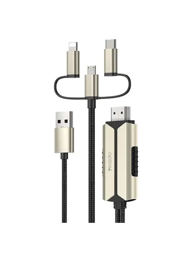 2m Cable Sync Screen Connector HDMI Adapter for Micro USB, Type-C, Lightning &amp; USB Devices to TV HM14