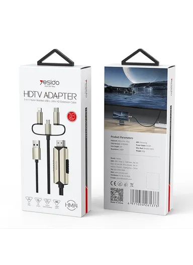 2m Cable Sync Screen Connector HDMI Adapter for Micro USB, Type-C, Lightning &amp; USB Devices to TV HM14