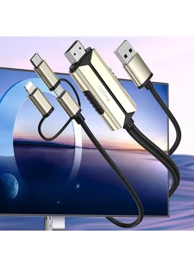 2m Cable Sync Screen Connector HDMI Adapter for Micro USB, Type-C, Lightning &amp; USB Devices to TV HM14