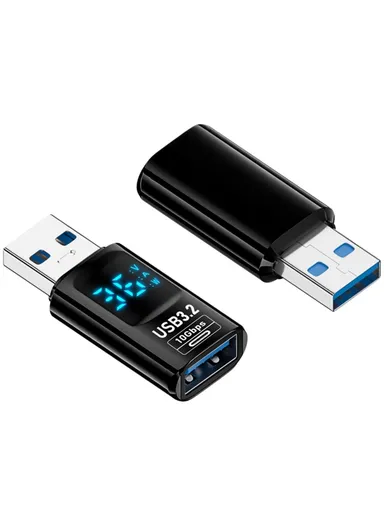 60W 10Gbps Data Transfer Adapter Digital Display USB-A to USB-A Mini Converter