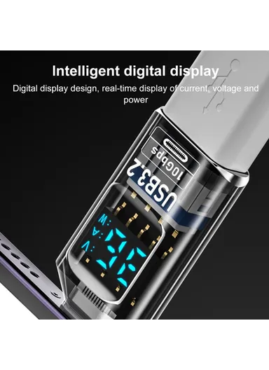 60W 10Gbps Data Transfer Adapter Digital Display USB-A to USB-A Mini Converter