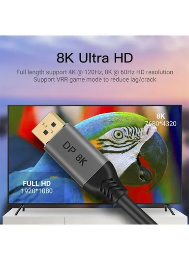 3m DP1.4 Male to Male Cable 8K / 60Hz Displayport HD Video Adapter Cable for HDTV Monitor Projector