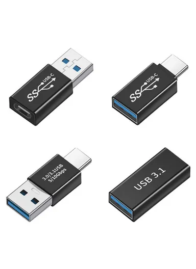4Pcs/Set Portable USB-C to USB-A Converter 10Gbps Data Transfer OTG Adapter UC-070 