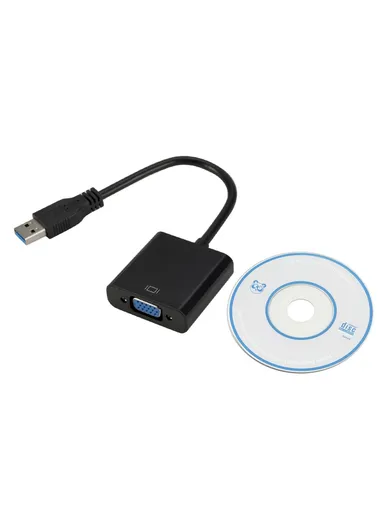 USB3.0 To VGA Adapter USB to VGA External Video Card VGA Converter - Black