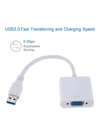USB3.0 To VGA Adapter USB to VGA External Video Card VGA Converter - Black