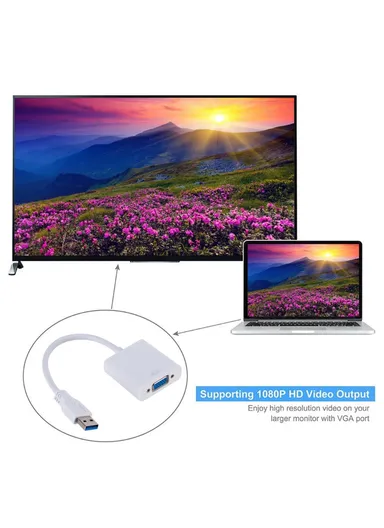 USB3.0 To VGA Adapter USB to VGA External Video Card VGA Converter - Black