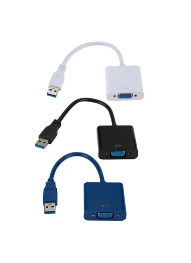 USB3.0 To VGA Adapter USB to VGA External Video Card VGA Converter - Black