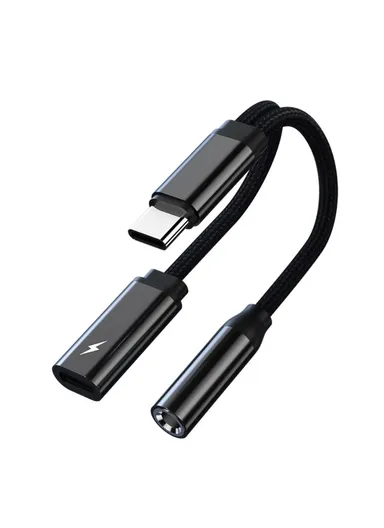 Type-C Male to 3.5mm + Type-C Female Headphone Adapter Splitter Cable For iPhone 15 T31