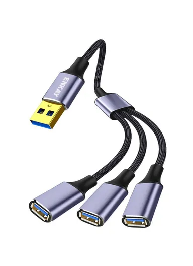 1.2m USB 2.0 to 3 USB 2.0 Charging Cable OTG Splitter Y Extension Cord ENK-CB172 - Grey