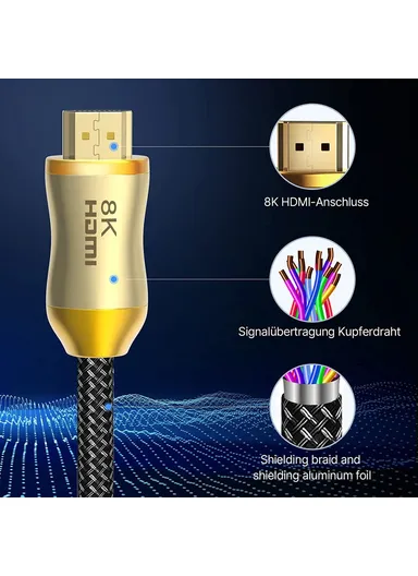 5m 8K HDMI Cable 8K / 60Hz 4K / 120Hz 28AWG HDMI 2.1 Cord for PS5 XBox TV Computer Projector