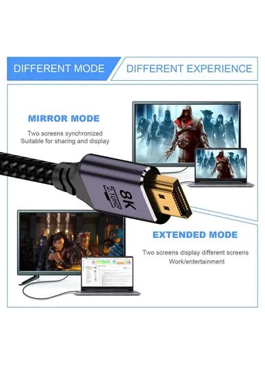 2.0M Laptop HDTV Straight Head Magnetic Connector 8K HDMI 2.1 Male to Male Video Cable HD-043