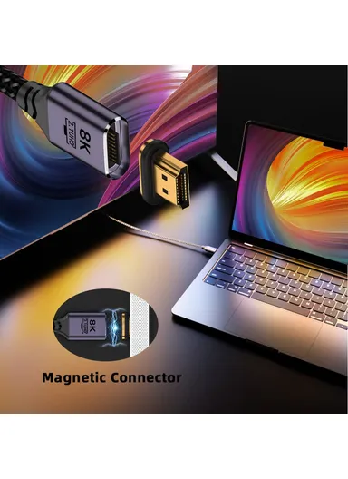 2.0M Laptop HDTV Straight Head Magnetic Connector 8K HDMI 2.1 Male to Male Video Cable HD-043