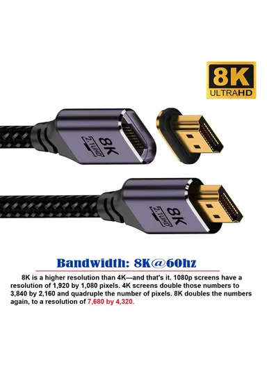 2.0M Laptop HDTV Straight Head Magnetic Connector 8K HDMI 2.1 Male to Male Video Cable HD-043