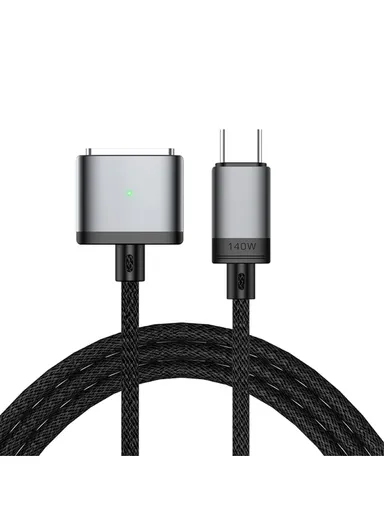 2m PD 140W Compatible with MagSafe 3 Nylon Braided USB-C to Magnetic Charging Cable for MacBook - Grey