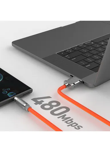 3-in-1 2m Magnetic Charging Cable PD 100W Fast Charger Sync Data Cord for iPhone, USB &amp; Type-C - Orange