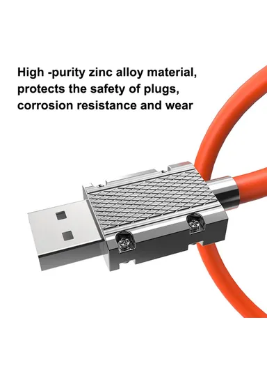 3-in-1 2m Magnetic Charging Cable PD 100W Fast Charger Sync Data Cord for iPhone, USB &amp; Type-C - Orange