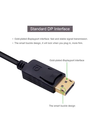 Big DisplayPort Male to VGA Female Converter Adapter Cable - Black