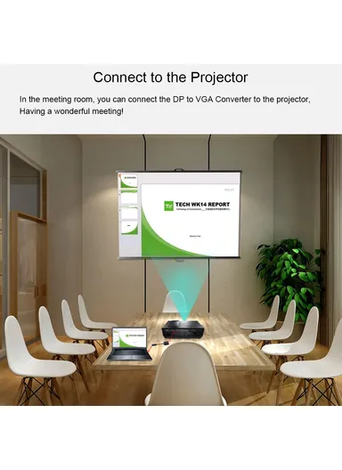 Big DisplayPort Male to VGA Female Converter Adapter Cable - Black