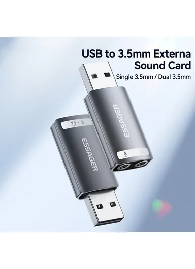 USB to Single 3.5mm Audio Adapter Headset External Stereo Sound Card Converter
