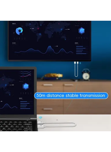1080P Point to Point HDMI Transmitter + Receiver WiFi Transfer Adapter Cable CS6 - White