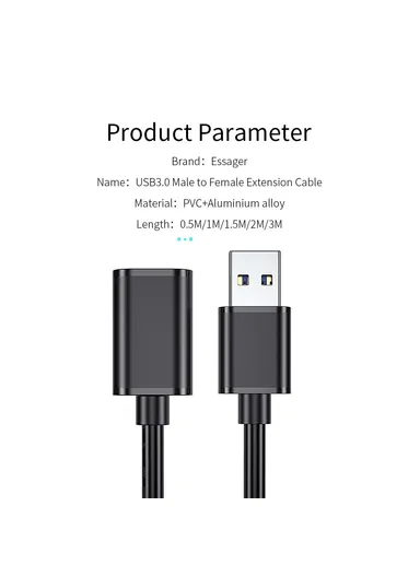 USB 3.0 Male to Female Extension Cable 2M
