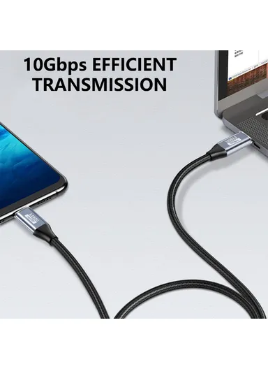 0.5m 100W PD Nylon Braided USB C Male to USB C Male USB 3.1 Gen2 10Gbps Multi-function Type C Cable