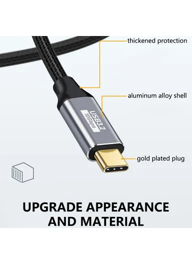 0.5m 100W PD Nylon Braided USB C Male to USB C Male USB 3.1 Gen2 10Gbps Multi-function Type C Cable