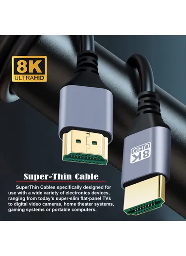 5m Extra Long HDMI 2.1 Male to Male Cable Slim Cord High-Speed 8K 4K HDTV HD Video Line (OD=4.0MM) HD-028-5.0M
