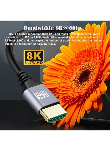 5m Extra Long HDMI 2.1 Male to Male Cable Slim Cord High-Speed 8K 4K HDTV HD Video Line (OD=4.0MM) HD-028-5.0M