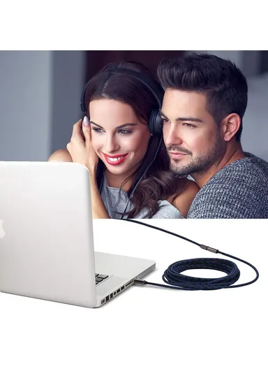 Audio Extension Cable Nylon Braided 3.5mm Male to Female AUX Cord for Smartphone Tablets Media Players, 5m