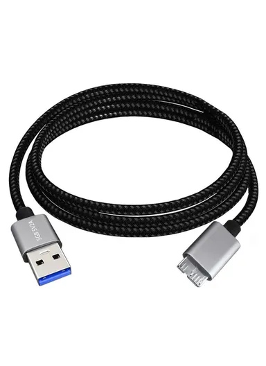 5m USB-A 3.0 Male to Micro-B Male Nylon Braided Data Cable for Hard Drive Camera