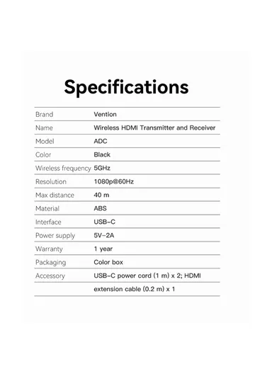 Wireless 1080P HDMI Transmitter + Receiver 40m Transmission HDMI Adapter - Black ADCB0