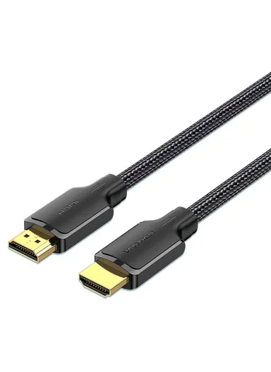8m HDMI-A Male to Male 4K HD Video Cable Cotton Mesh Braided HDMI Cord ALLBK - Black