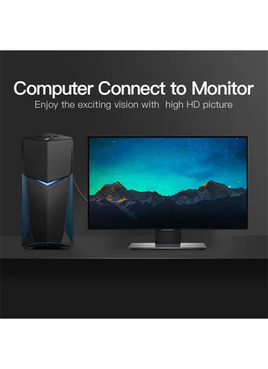 8m VGA 3+9 Male to VGA Male Cable 1080P 60Hz HD PVC Cord DADBK - Black