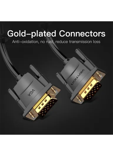 8m VGA 3+9 Male to VGA Male Cable 1080P 60Hz HD PVC Cord DADBK - Black